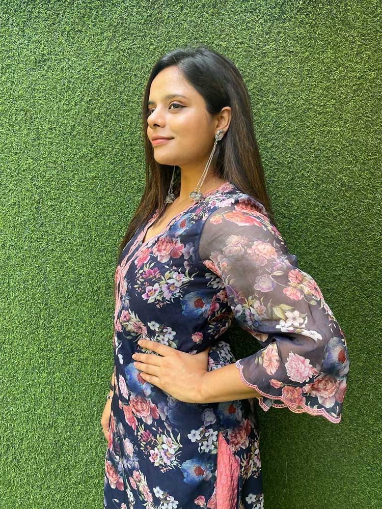 Floral Organza Kurta - Luxurion World