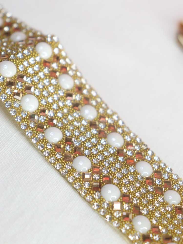 Handcrafted Golden & Silver Stone Work Belt - Traditional Artistry - Luxurion World