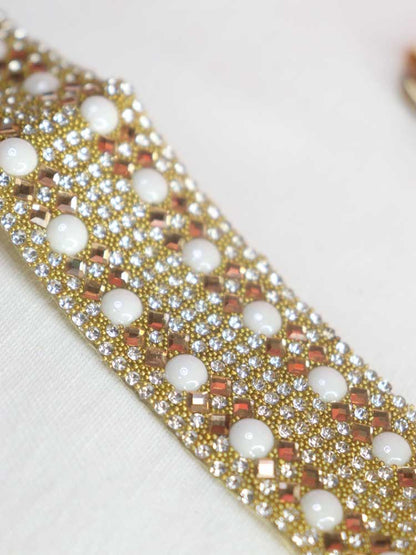 Handcrafted Golden & Silver Stone Work Belt - Traditional Artistry - Luxurion World