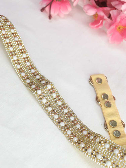 Handcrafted Golden & Silver Stone Work Belt - Traditional Artistry - Luxurion World