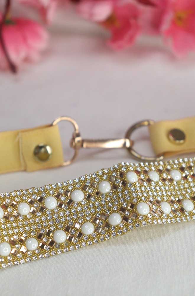 Handcrafted Golden & Silver Stone Work Belt - Traditional Artistry - Luxurion World