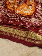 Golden Banarasi Tissue Silk Suit With Yellow And Maroon Bandhani Hand Gota Work Pure Gajji Silk Dupatta - Luxurion World