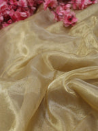 Golden Banarasi Tissue Silk Suit With Yellow And Maroon Bandhani Hand Gota Work Pure Gajji Silk Dupatta - Luxurion World