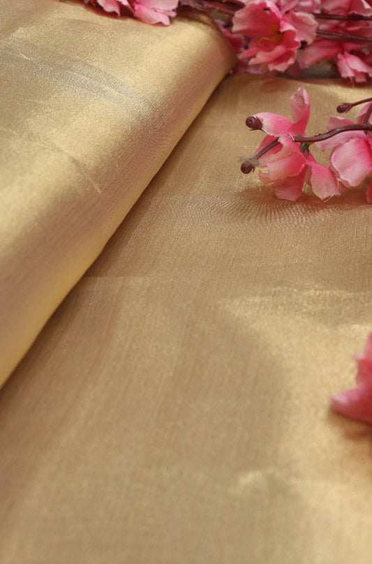 Golden Handloom Banarasi Tissue Silk Fabric ( 1 Mtr ) - Luxurion World