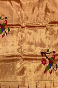 Golden Handloom Paithani Pure Silk Blouse Piece Fabric ( 1 Mtr ) - Luxurion World