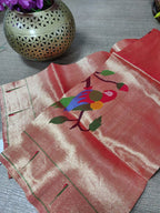 Golden Handloom Paithani Pure Silk Blouse Piece Parrot Design Fabric ( 1 Mtr ) - Luxurion World