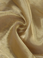 Golden Plain Handloom Banarasi Tissue Silk Fabric ( 1 Mtr ) - Luxurion World