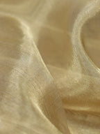 Golden Plain Handloom Banarasi Tissue Silk Fabric ( 1 Mtr ) - Luxurion World