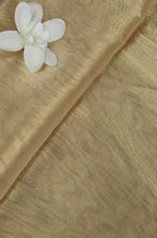 Golden Plain Handloom Banarasi Tissue Silk Fabric ( 1 Mtr ) - Luxurion World