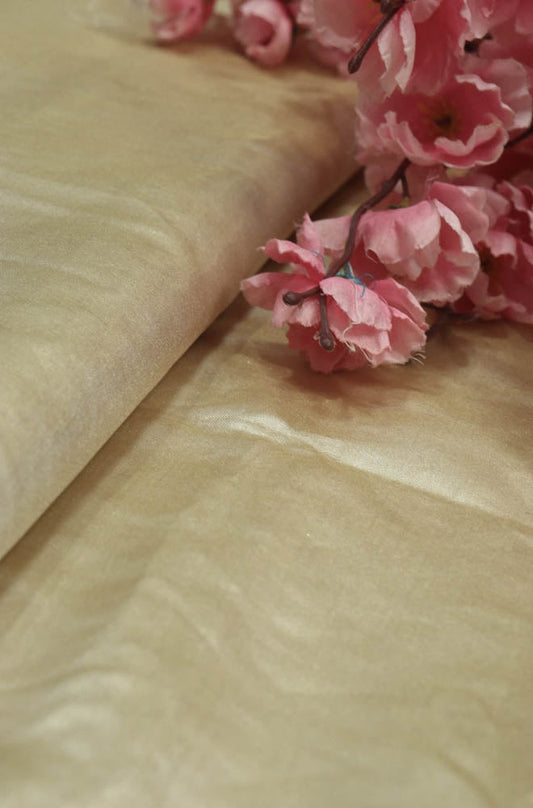 Golden Plain Soft Tissue Katan Silk Fabric (1 Mtr ) - Luxurion World