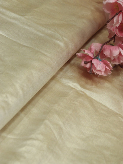 Golden Plain Soft Tissue Katan Silk Fabric ( 0.75 Mtr ) Luxurionworld