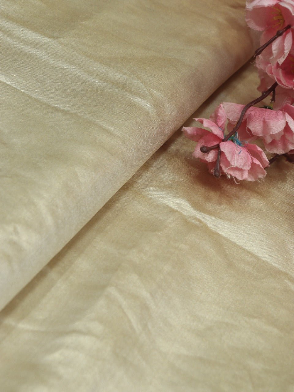 Golden Plain Soft Tissue Katan Silk Fabric (1 Mtr ) - Luxurion World