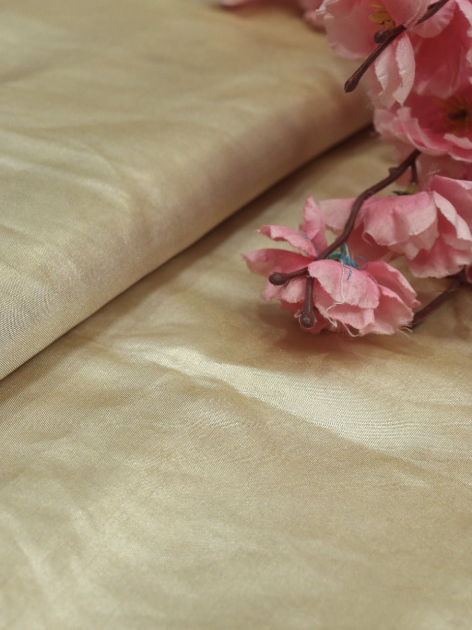 Golden Plain Soft Tissue Katan Silk Fabric (1 Mtr ) - Luxurion World
