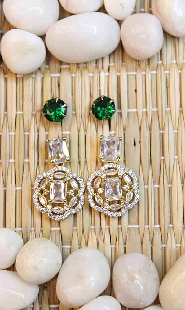 golden studs and hoops earrings set of 2 913639