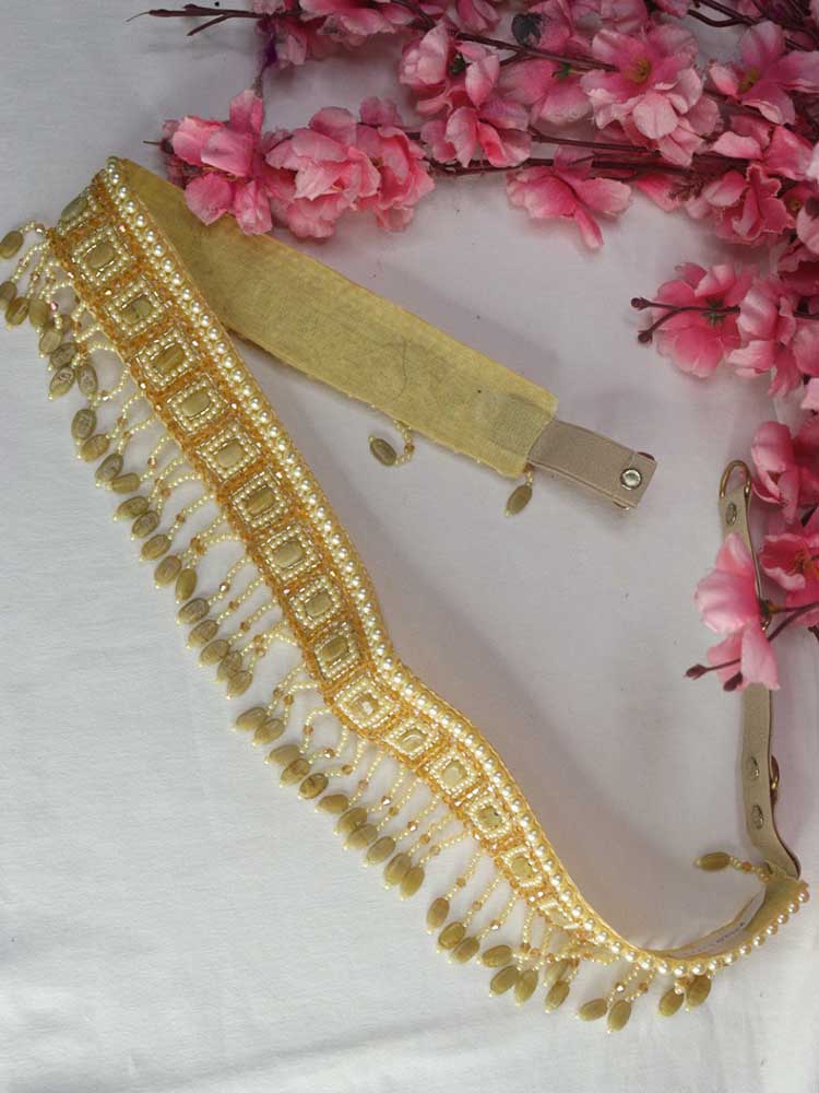 Handcrafted Golden Beaded Belt - Traditional Design | Artisan Accessory - Luxurion World