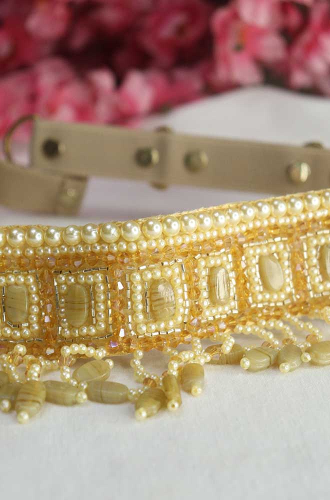 Handcrafted Golden Beaded Belt - Traditional Design | Artisan Accessory - Luxurion World
