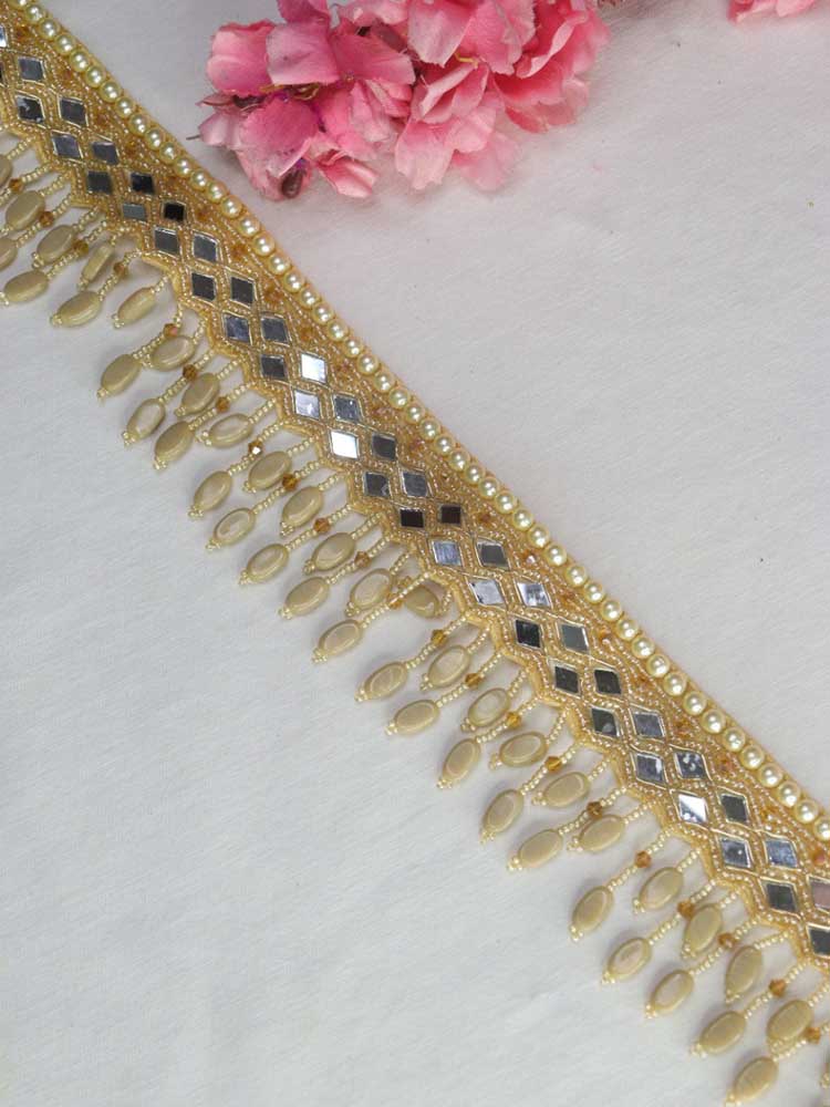 Handcrafted Mirror & Beads Belt - Traditional Golden Design | Artisan Accessory - Luxurion World