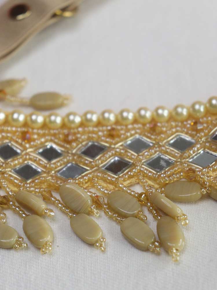 Handcrafted Mirror & Beads Belt - Traditional Golden Design | Artisan Accessory - Luxurion World