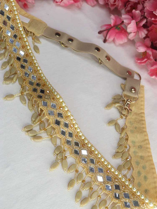 Handcrafted Mirror & Beads Belt - Traditional Golden Design | Artisan Accessory - Luxurion World