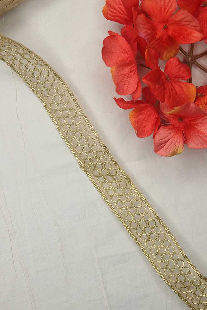 Golden Fancy Lace - Elevate your traditional outfits with elegance and class (7 mtr) - Luxurion World