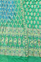 Green And Blue Banarasi Bandhani Pure Georgette Three Piece Unstitched Suit Set - Luxurion World