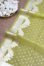 Green And Blue Shaded Banarasi Organza Dupatta - Luxurion World