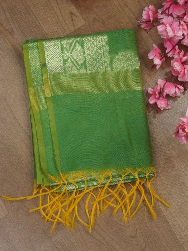 Green Banarasi Cotton Silk Dupatta