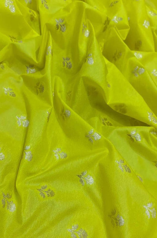 Green Banarasi Dupion Silk Fabric ( 1 Mtr ) - Luxurion World