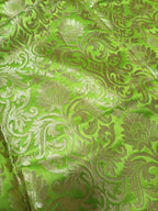 Green Banarasi Kimkhwab Silk Fabric  ( 1  Mtr ) - Luxurion World