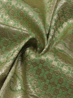 Green Banarasi Kimkhwab Silk Meenakari Fabric ( 0.5 Mtr ) - Luxurion World