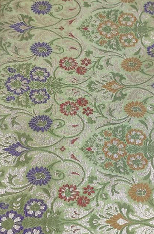 Green Banarasi Kimkhwab Silk Meenakari Fabric ( 1 Mtr )