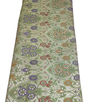 Green Banarasi Kimkhwab Silk Meenakari Fabric ( 1 Mtr ) - Luxurion World