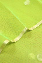 Green Banarasi Net Booti Design Fabric ( 1 Mtr ) - Luxurion World