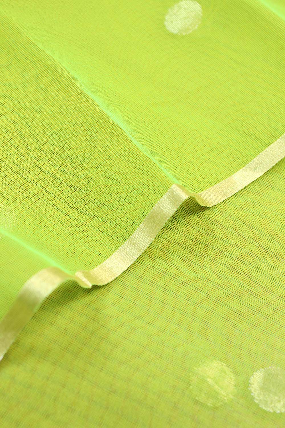 Green Banarasi Net Booti Design Fabric ( 1 Mtr ) - Luxurion World