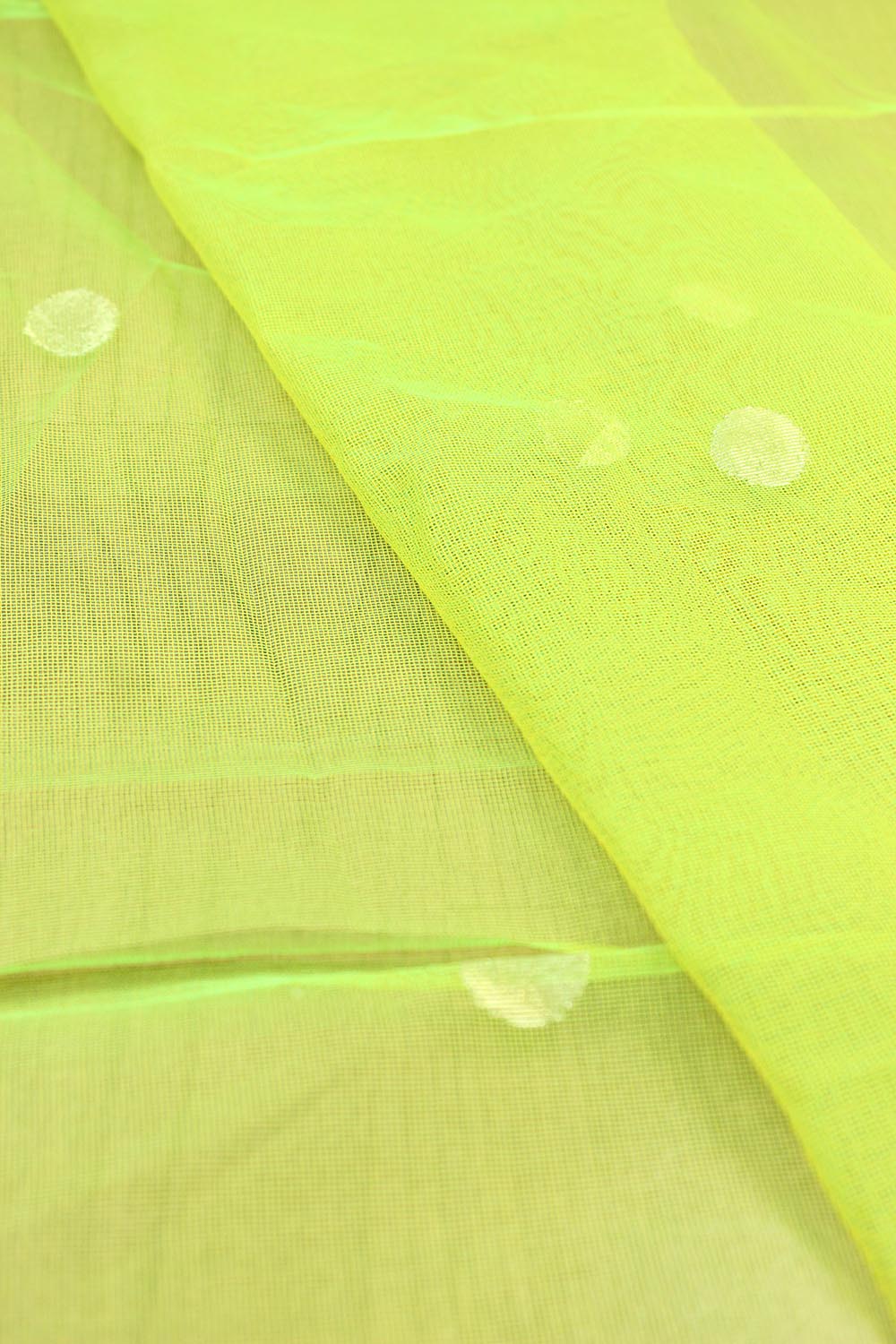 Green Banarasi Net Booti Design Fabric ( 1 Mtr ) - Luxurion World