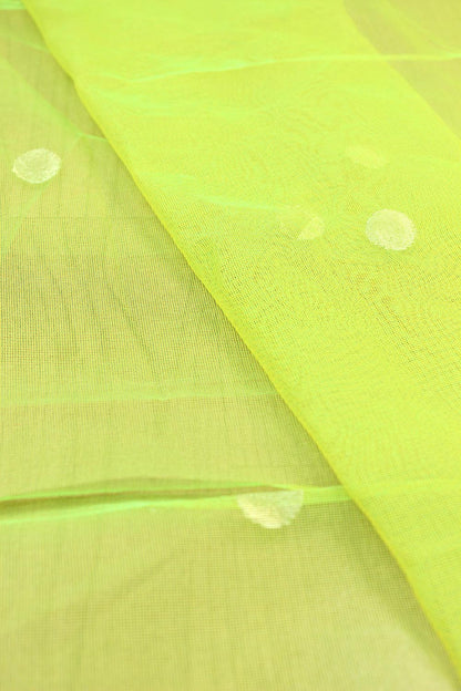 Green Banarasi Net Booti Design Fabric ( 1 Mtr ) - Luxurion World