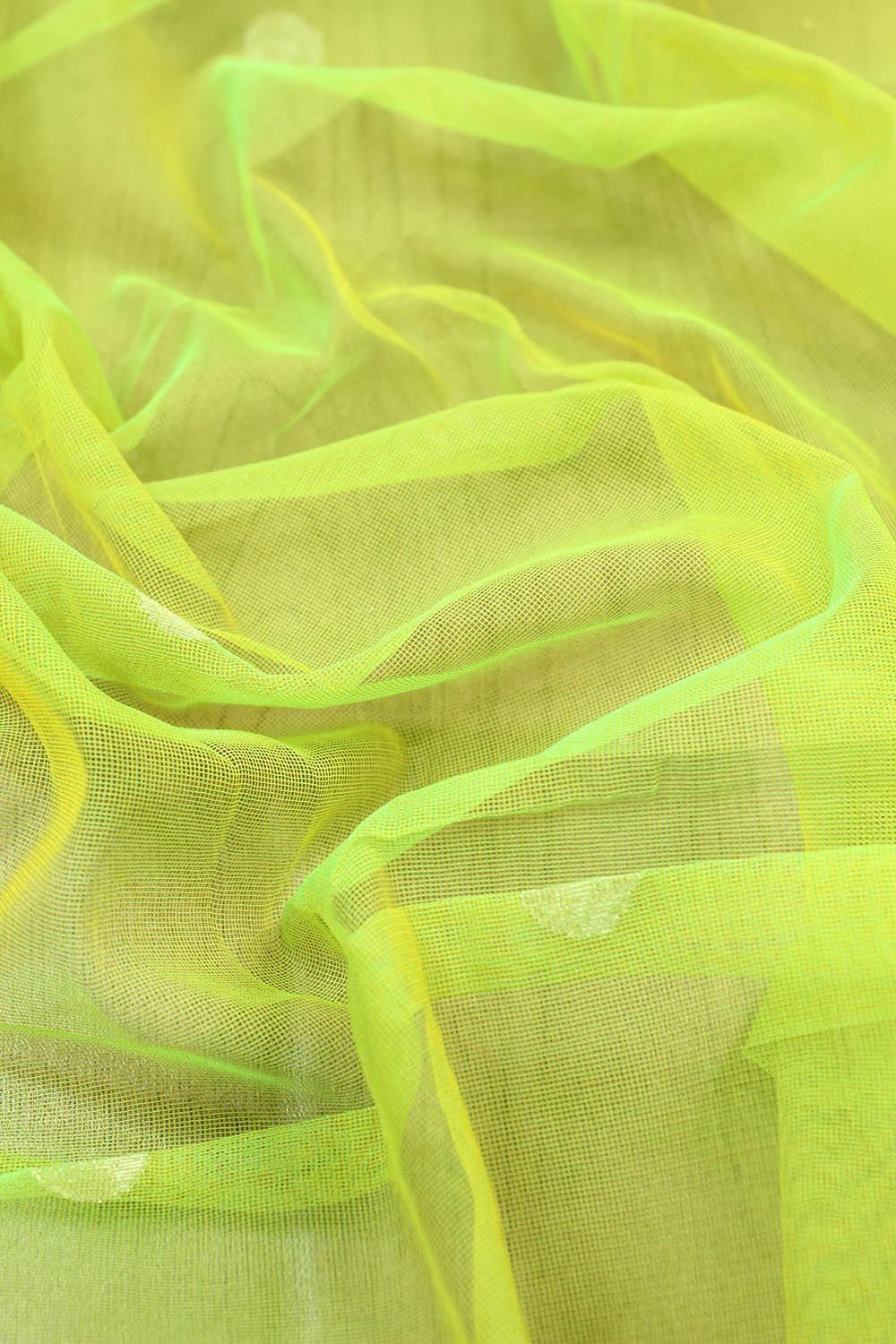 Green Banarasi Net Booti Design Fabric ( 1 Mtr ) - Luxurion World