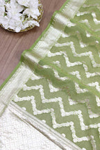 Stunning Green Banarasi Organza Dupatta - Perfect for Any Occasion! - Luxurion World