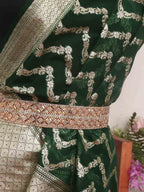 Green Banarasi Organza Dupatta - Luxurion World