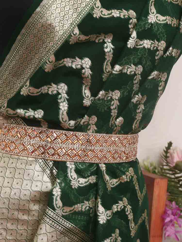 Green Banarasi Organza Dupatta - Luxurion World