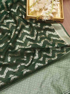 Green Banarasi Organza Dupatta - Luxurion World