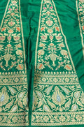 Green Banarasi Pure Katan Silk Unstitched Lehenga Set - Luxurion World
