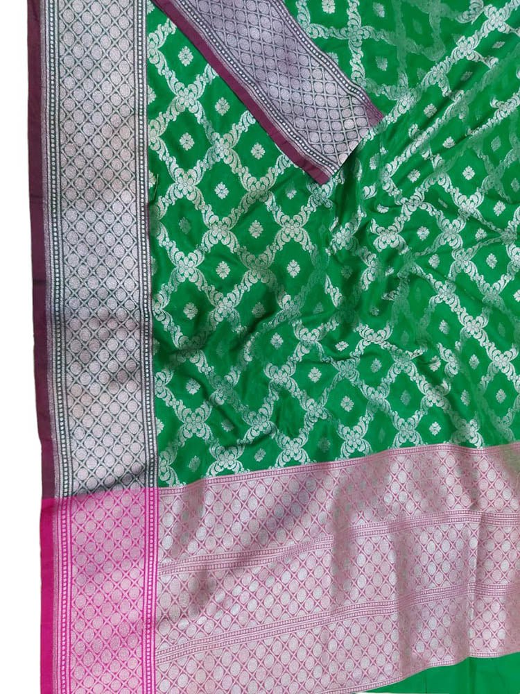 Green Banarasi Silk Dupatta - Luxurion World