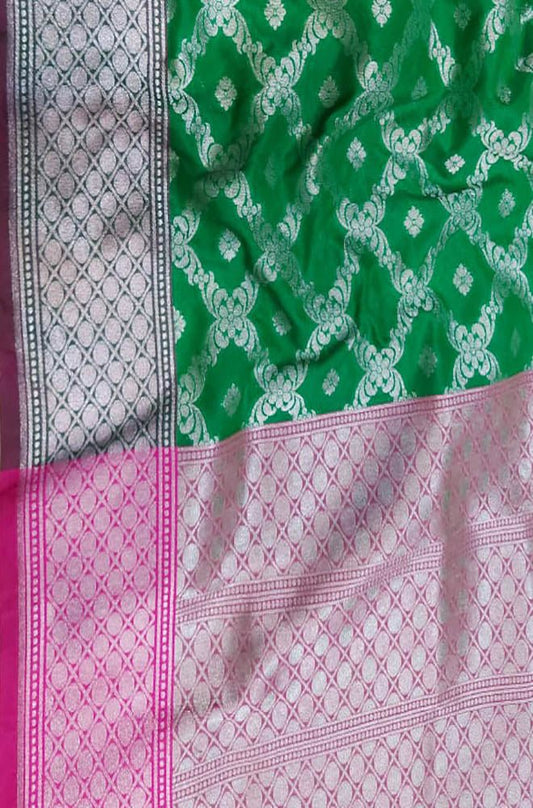 Green Banarasi Silk Dupatta - Luxurion World