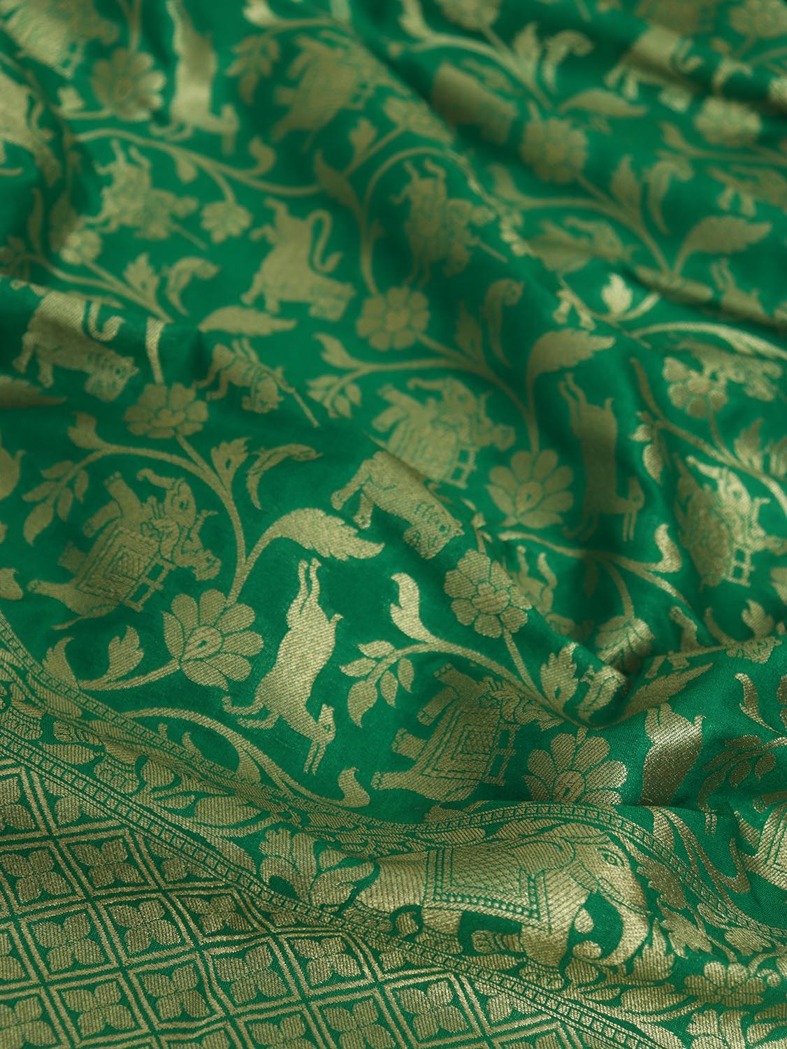 Green Banarasi Silk Dupatta - Luxurion World