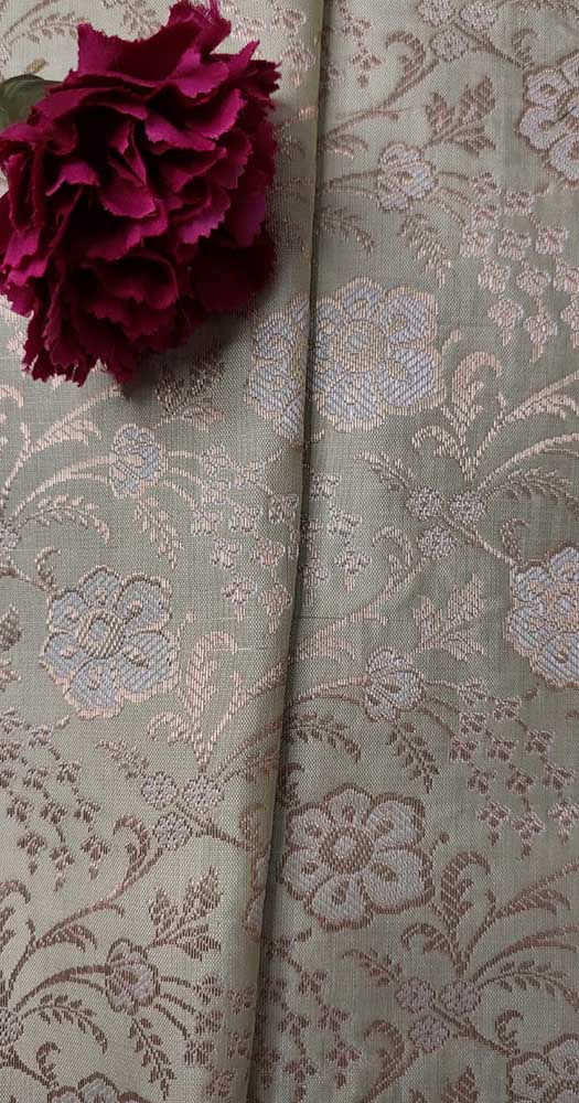 Green Banarasi Silk Fabric ( 1 Mtr ) - Luxurion World