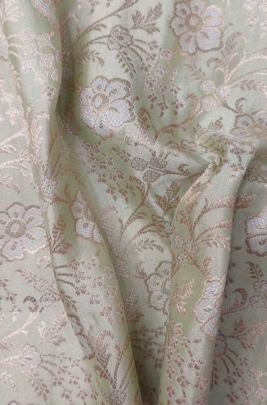 Green Banarasi Silk Fabric ( 1 Mtr ) - Luxurion World