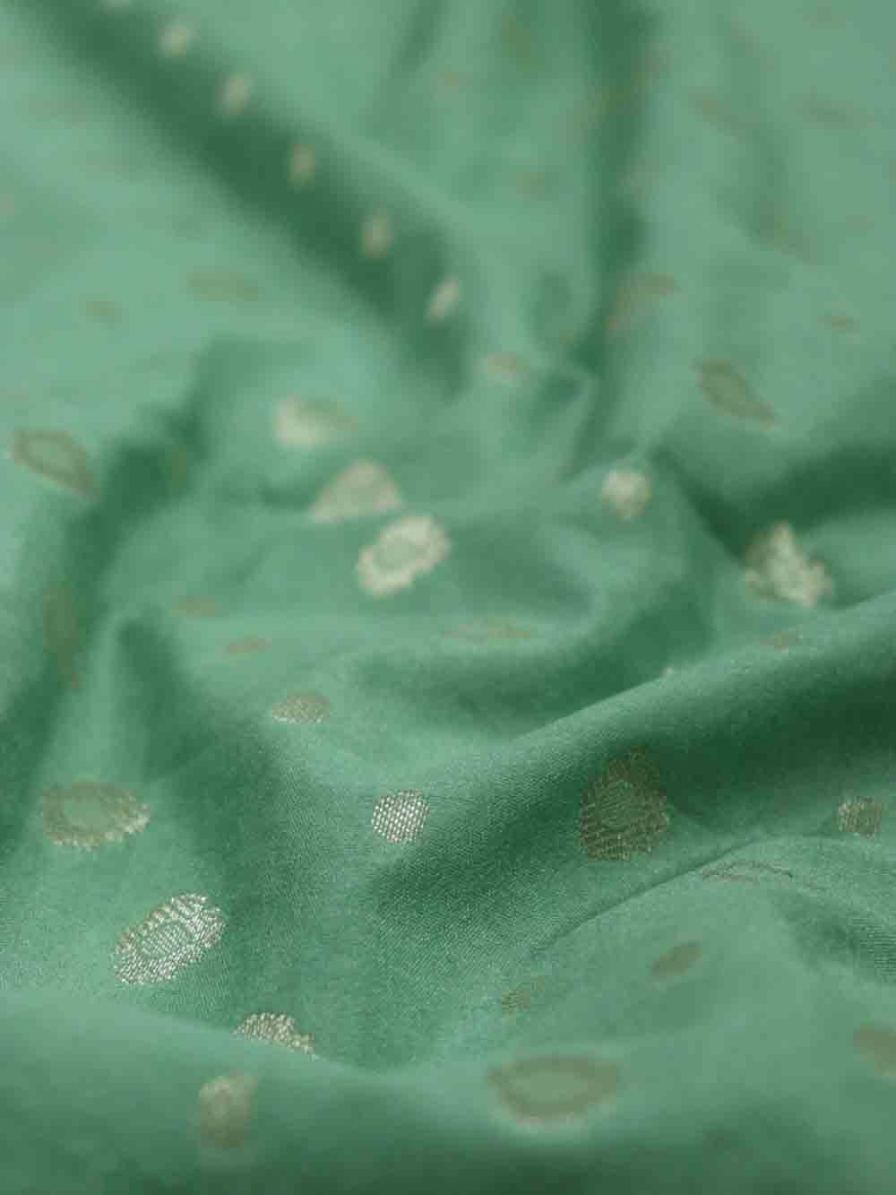 Green Banarasi Silk Fabric ( 1 Mtr ) - Luxurion World