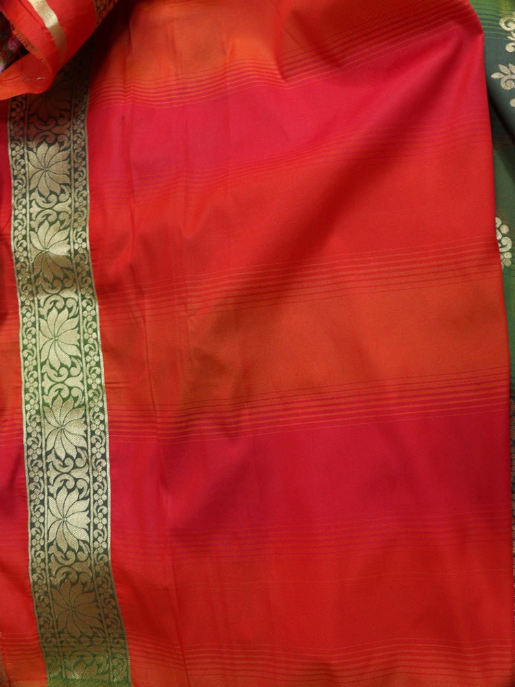 Green Banarasi Silk Floral Design Meenakari Saree - Luxurion World