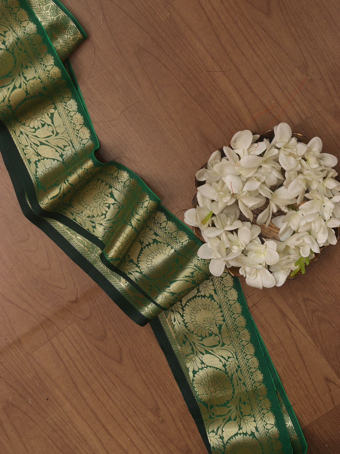 Green Banarasi Silk Lace: 1 Mtr - Luxurion World